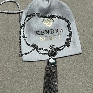 KENDRA SCOTT Black & Silver Drusy and Stone Drop Pendant Necklace* Price Drop *